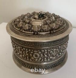 Ancient solid silver betel box Burmese Laos