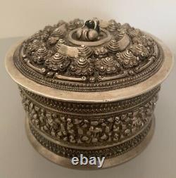 Ancient solid silver betel box Burmese Laos