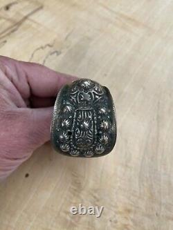 Ancient solid silver bracelet with a cross from Eastern Russia