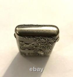 Ancient solid silver match holder with bird and swallow decoration
