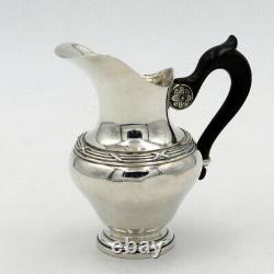 Ancient solid silver milk jug with Minerve hallmark and ebony, Art Deco 1930