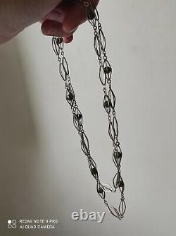 Ancient solid silver necklace with green stones to be identified