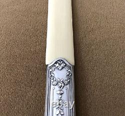 Ancient solid silver paper cutter / letter opener MINERVE 25 cm Floral design
