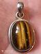 Ancient Solid Silver Pendant And Tiger's Eye