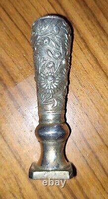 Ancient solid silver seal stamp from Asia China Indochina.