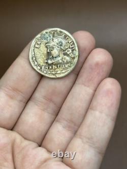 Ancient solid silver tetradrakhm coin of the Greek-Bactrian king