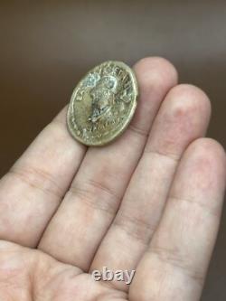 Ancient solid silver tetradrakhm coin of the Greek-Bactrian king