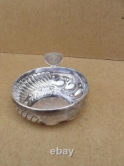 Ancient solid silver wine taster with Minerva hallmarks 119.9 grams by PERRIN.
