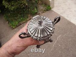 Ancient sugar bowl in crystal with solid silver mount Minerve hallmark