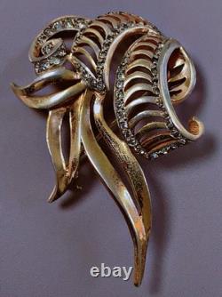 Ancient vermeil brooch gold on sterling silver marcasites silver carved brooch
