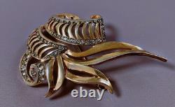 Ancient vermeil brooch gold on sterling silver marcasites silver carved brooch