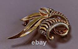 Ancient vermeil brooch gold on sterling silver marcasites silver carved brooch