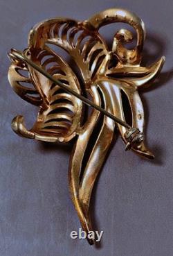Ancient vermeil brooch gold on sterling silver marcasites silver carved brooch