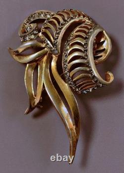 Ancient vermeil brooch gold on sterling silver marcasites silver carved brooch