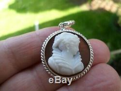 Ancient-xix / Xx-agate-profile Female-pendant-sterling Silver-poland-silver Camera