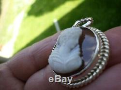 Ancient-xix / Xx-agate-profile Female-pendant-sterling Silver-poland-silver Camera