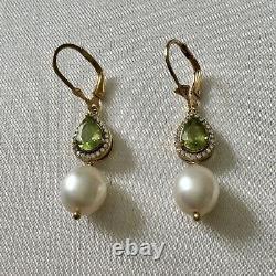 Ancillary Peridot Earrings, Topaz, Pearl, Vermeil, Silver