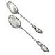 Antique 1900's Danish Solid Silver Pair Of Dessert Spoons With Rich Foliage