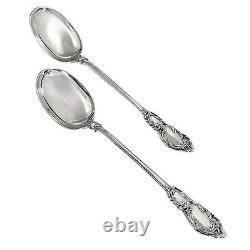 Antique 1900's Danish Solid Silver Pair of Dessert Spoons with Rich Foliage