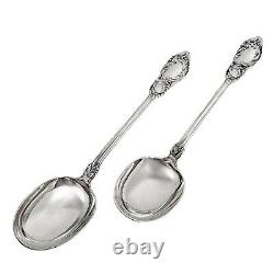 Antique 1900's Danish Solid Silver Pair of Dessert Spoons with Rich Foliage