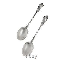 Antique 1900's Danish Solid Silver Pair of Dessert Spoons with Rich Foliage