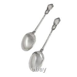 Antique 1900's Danish Solid Silver Pair of Dessert Spoons with Rich Foliage