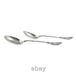 Antique 1900's Danish Solid Silver Pair of Dessert Spoons with Rich Foliage