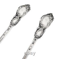 Antique 1900's Danish Solid Silver Pair of Dessert Spoons with Rich Foliage