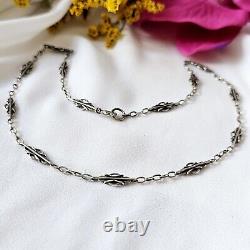 Antique 19th Century Silver Artisan Chain Length 45cm Patterns 17x6mm Weight 7.2g