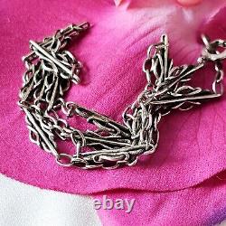Antique 19th Century Silver Artisan Chain Length 45cm Patterns 17x6mm Weight 7.2g
