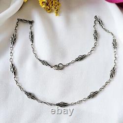 Antique 19th Century Silver Artisan Chain Length 45cm Patterns 17x6mm Weight 7.2g