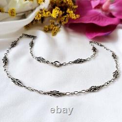 Antique 19th Century Silver Artisan Chain Length 45cm Patterns 17x6mm Weight 7.2g