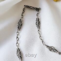 Antique 19th Century Silver Artisan Chain Length 45cm Patterns 17x6mm Weight 7.2g