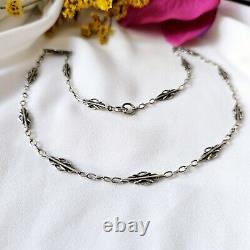Antique 19th Century Silver Artisan Chain Length 45cm Patterns 17x6mm Weight 7.2g