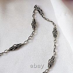 Antique 19th Century Silver Artisan Chain Length 45cm Patterns 17x6mm Weight 7.2g