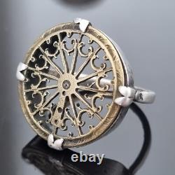 Antique 19th-Century Silver Ring with 18th-Century Watch Cock, French Silver Ring
