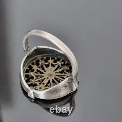 Antique 19th-Century Silver Ring with 18th-Century Watch Cock, French Silver Ring