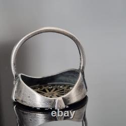 Antique 19th-Century Silver Ring with 18th-Century Watch Cock, French Silver Ring