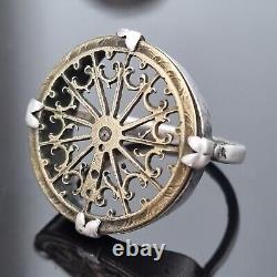 Antique 19th Century Silver Ring with 18th Century Watch Rooster
