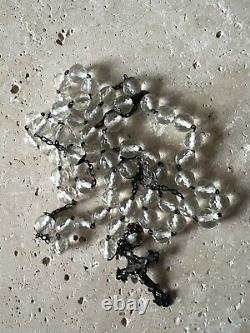 Antique 19th Century Solid Silver Faceted Pearl Rosary