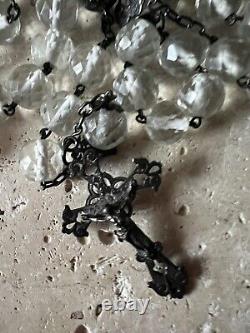 Antique 19th Century Solid Silver Faceted Pearl Rosary