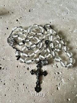 Antique 19th Century Solid Silver Faceted Pearl Rosary