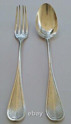 Antique 19th Century Solid Silver TABLE CUTLERY SET Fork + Spoon Master Silversmith MASSAT