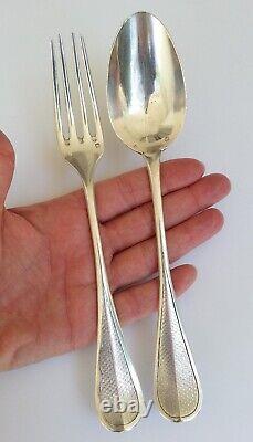 Antique 19th Century Solid Silver TABLE CUTLERY SET Fork + Spoon Master Silversmith MASSAT