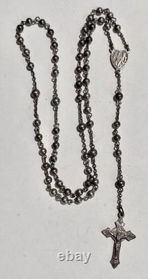 Antique 40 cm Rosary, entirely in solid silver, 19 grams