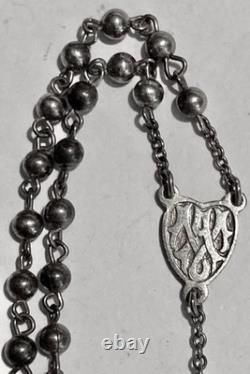 Antique 40 cm Rosary, entirely in solid silver, 19 grams