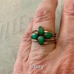 Antique 4-in-1 Ring with Emeralds, Vermeil, and Sterling Silver