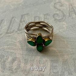Antique 4-in-1 Ring with Emeralds, Vermeil, and Sterling Silver