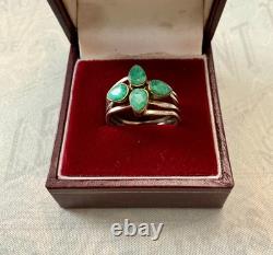 Antique 4-in-1 Ring with Emeralds, Vermeil, and Sterling Silver
