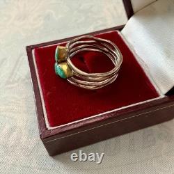 Antique 4-in-1 Ring with Emeralds, Vermeil, and Sterling Silver